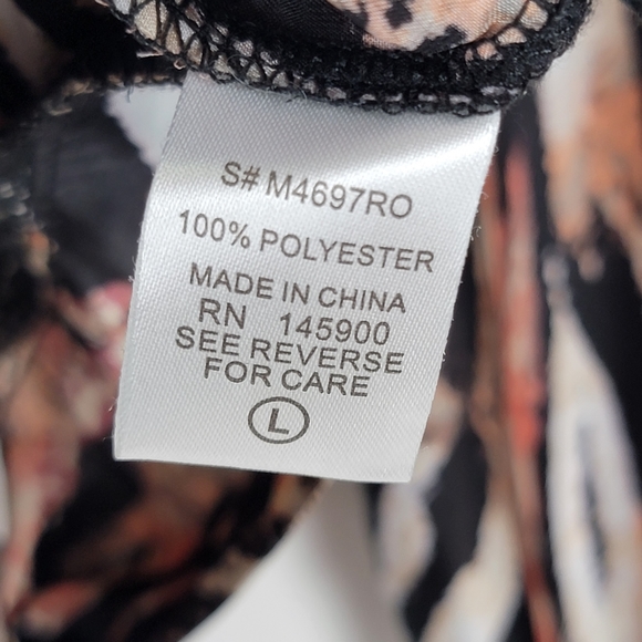 KAii Animal Print Deep V Neck Puffy Shoulder Drape Faux Wrap Top, EUC, sz Large - Picture 9 of 9